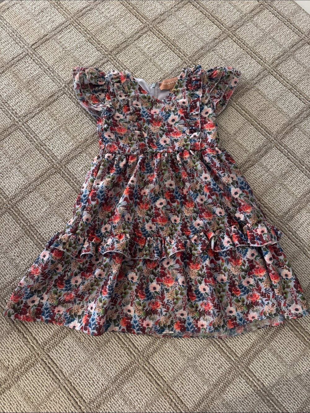 Jessakae Girls Floral Ruffle Dress - Multicolor